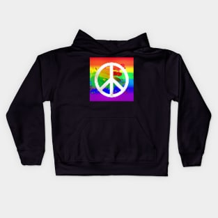 Rainbow Peace sign Glitch 2 Kids Hoodie